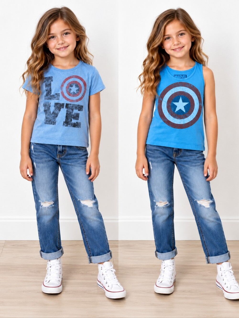 Marvel Girls Captain America 2 Top Lot Graphic Tee Tank Blue Size M